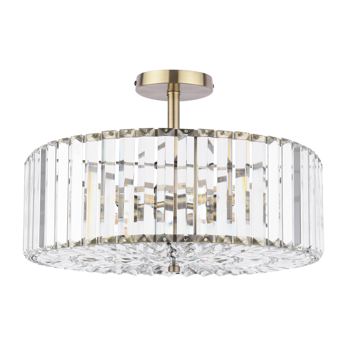Freyza - Laura Ashley Fernhurst 4 Light Semi-Flush Crystal and Antique Brass