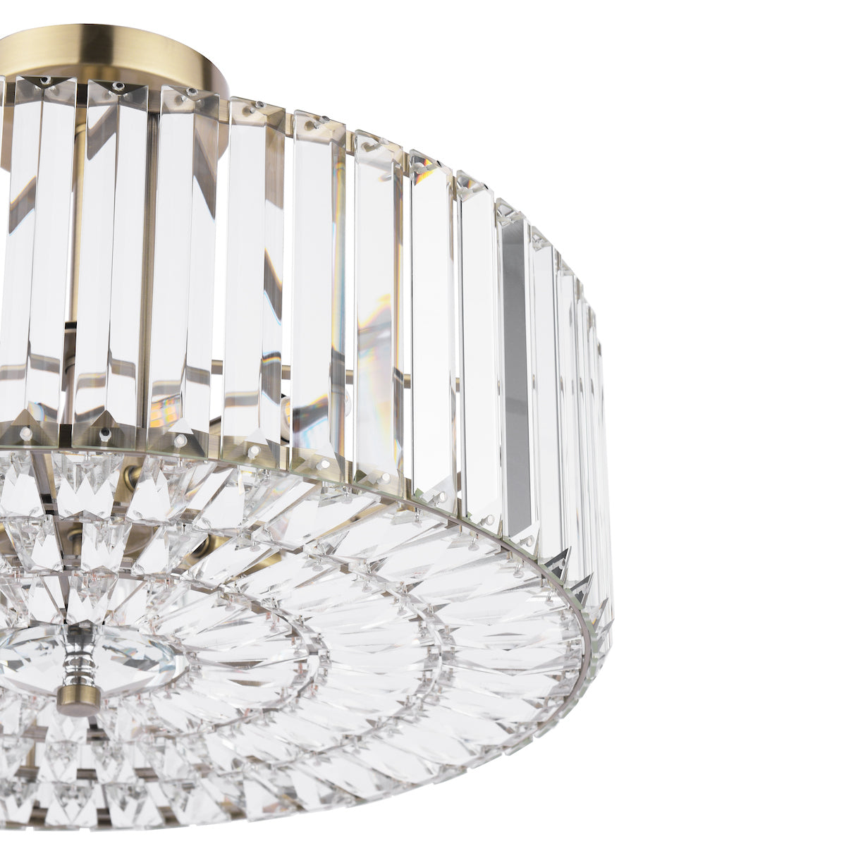 Freyza - Laura Ashley Fernhurst 4 Light Semi-Flush Crystal and Antique Brass