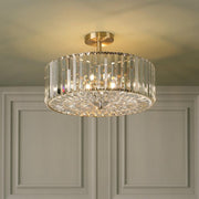 Freyza - Laura Ashley Fernhurst 4 Light Semi-Flush Crystal and Antique Brass