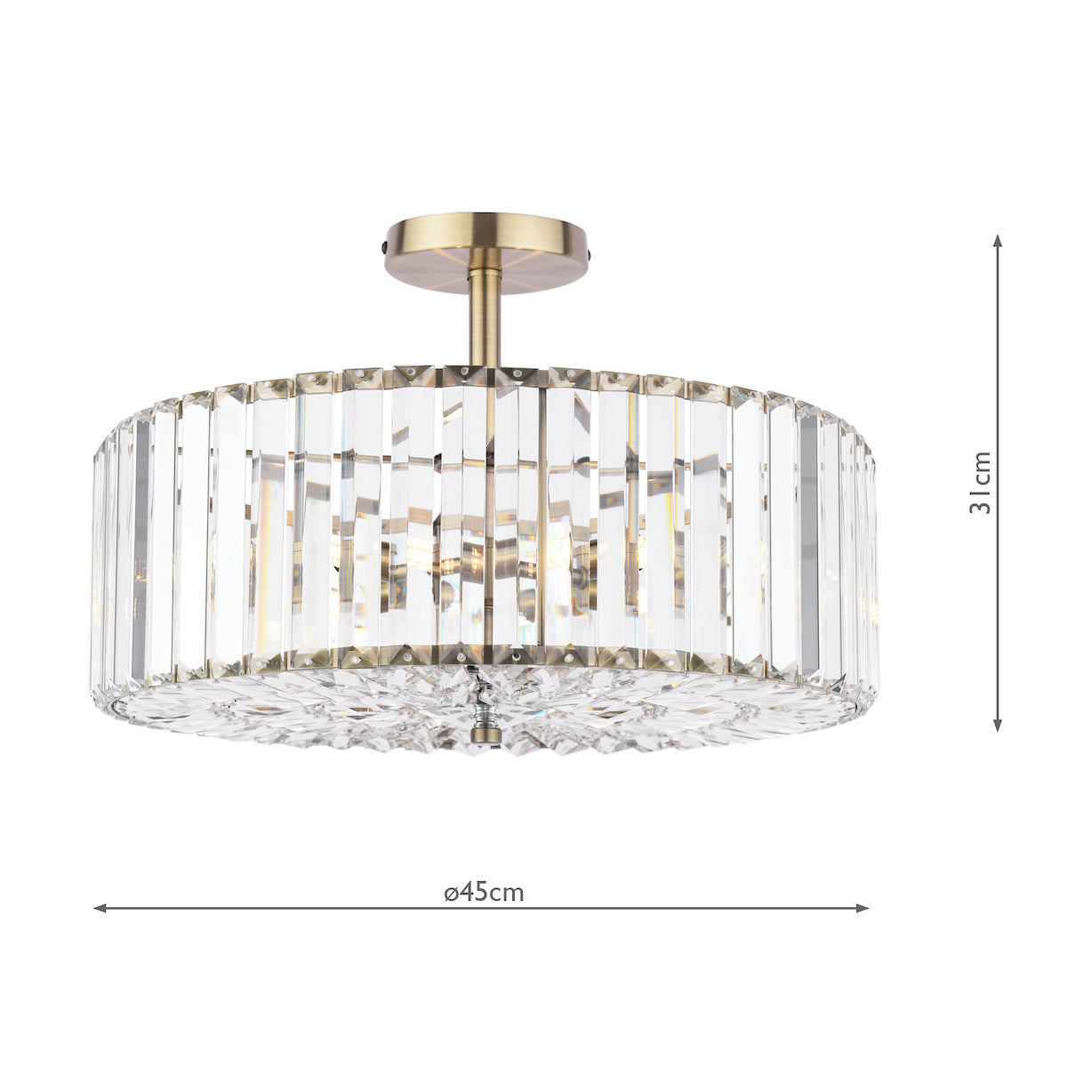 Freyza - Laura Ashley Fernhurst 4 Light Semi-Flush Crystal and Antique Brass