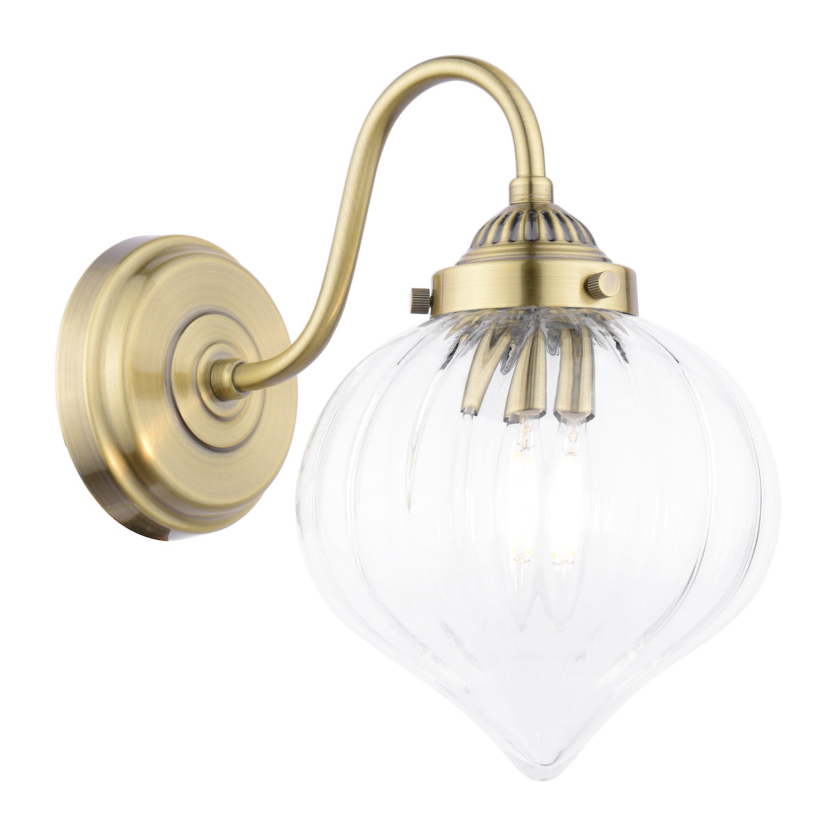 Freyza - Laura Ashley Whitham Wall Light Antique Brass and Ribbed Glass