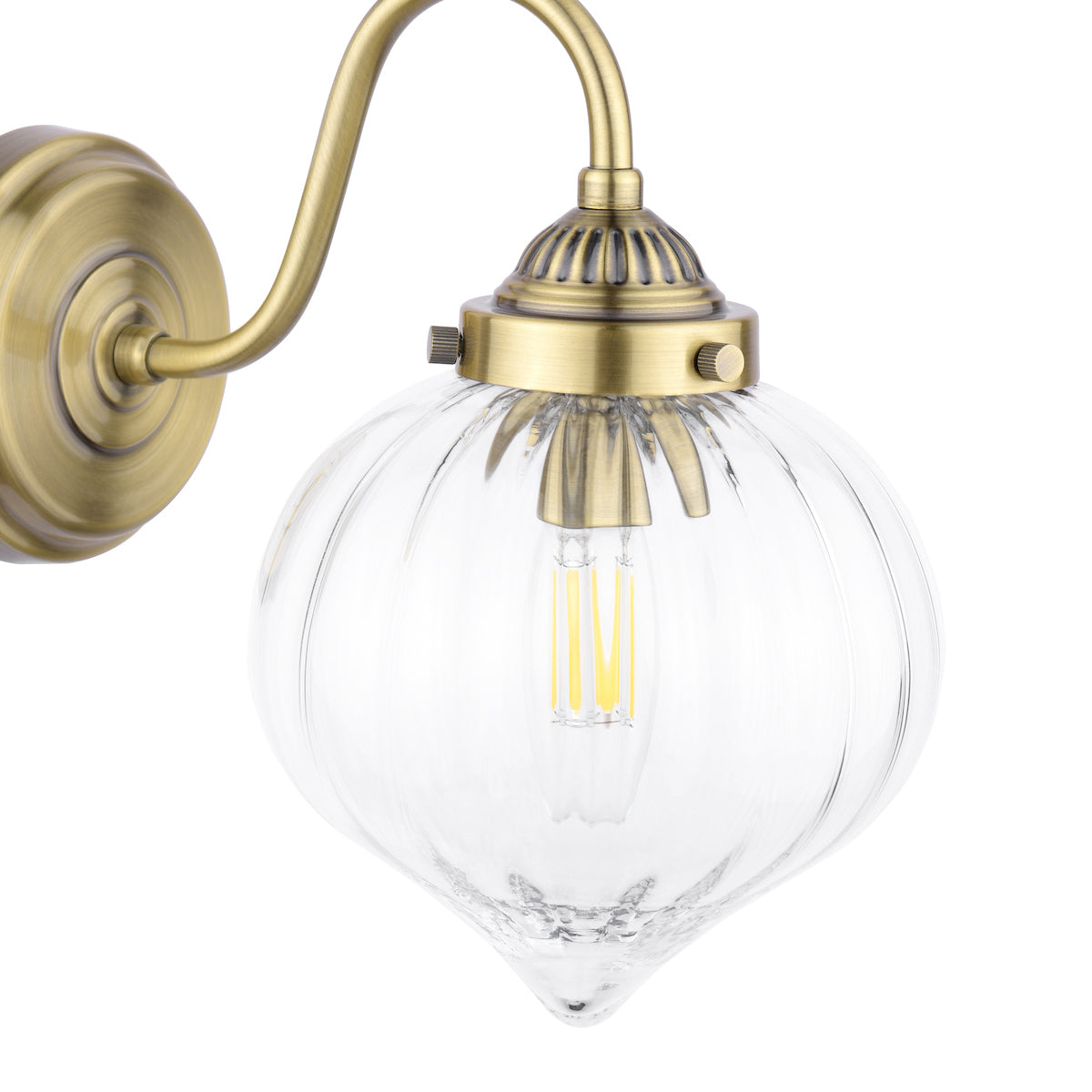 Freyza - Laura Ashley Whitham Wall Light Antique Brass and Ribbed Glass