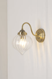 Freyza - Laura Ashley Whitham Wall Light Antique Brass and Ribbed Glass