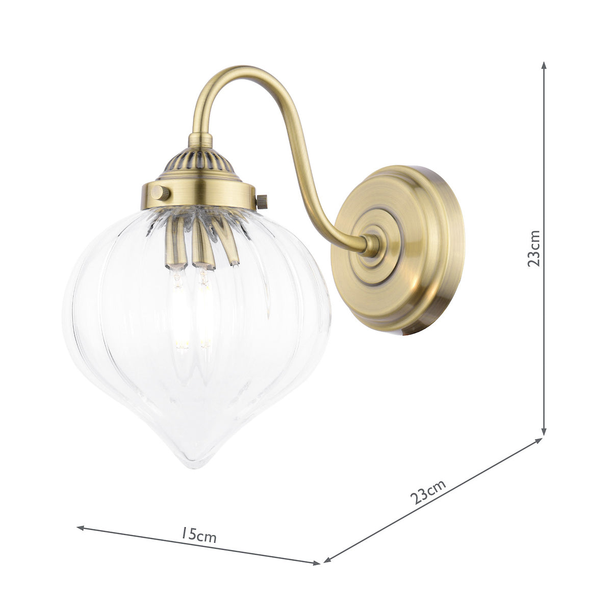 Freyza - Laura Ashley Whitham Wall Light Antique Brass and Ribbed Glass