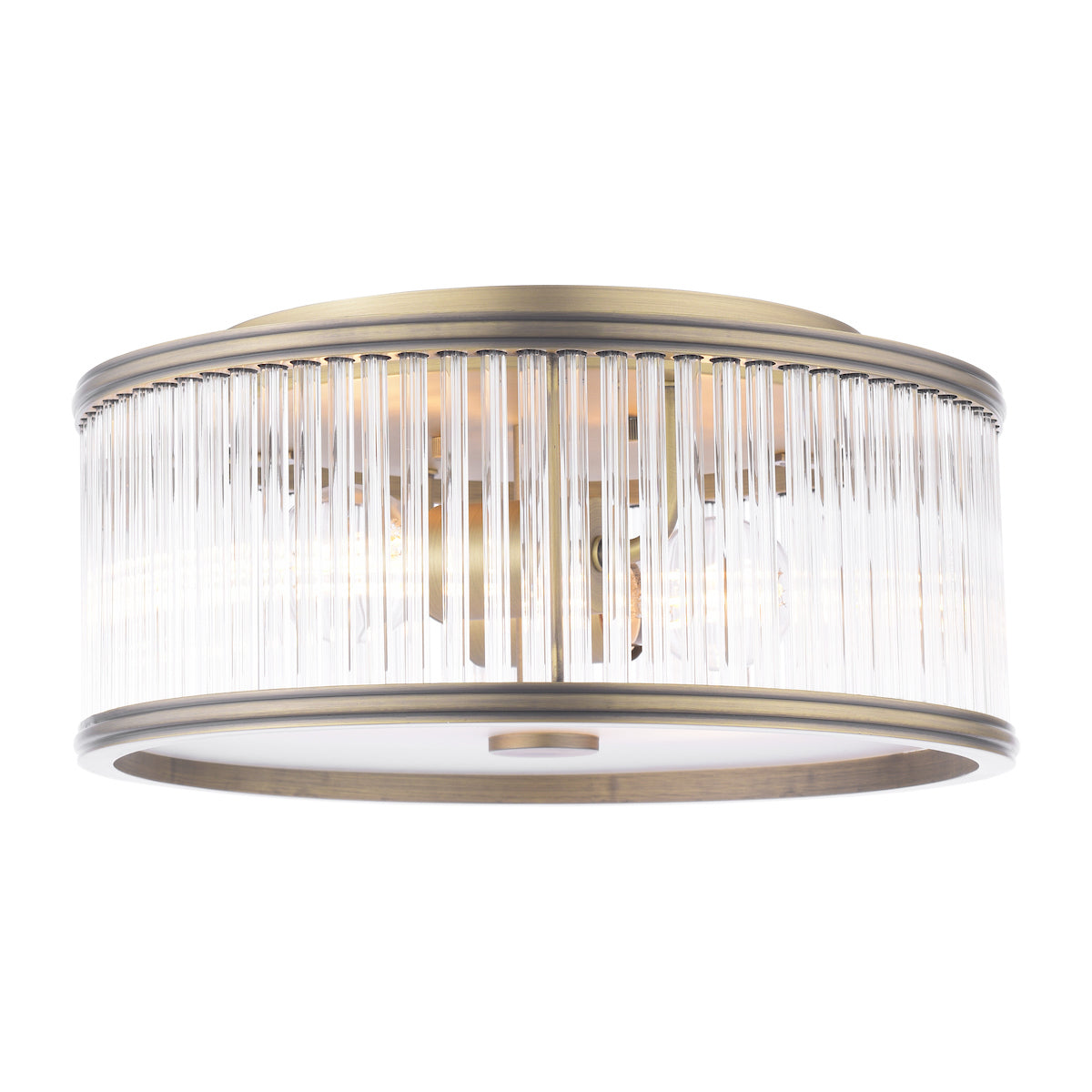 Freyza – Laura Ashley Sutton, 2-flammige Deckenleuchte, mattes Antikmessing und geriffeltes Glas