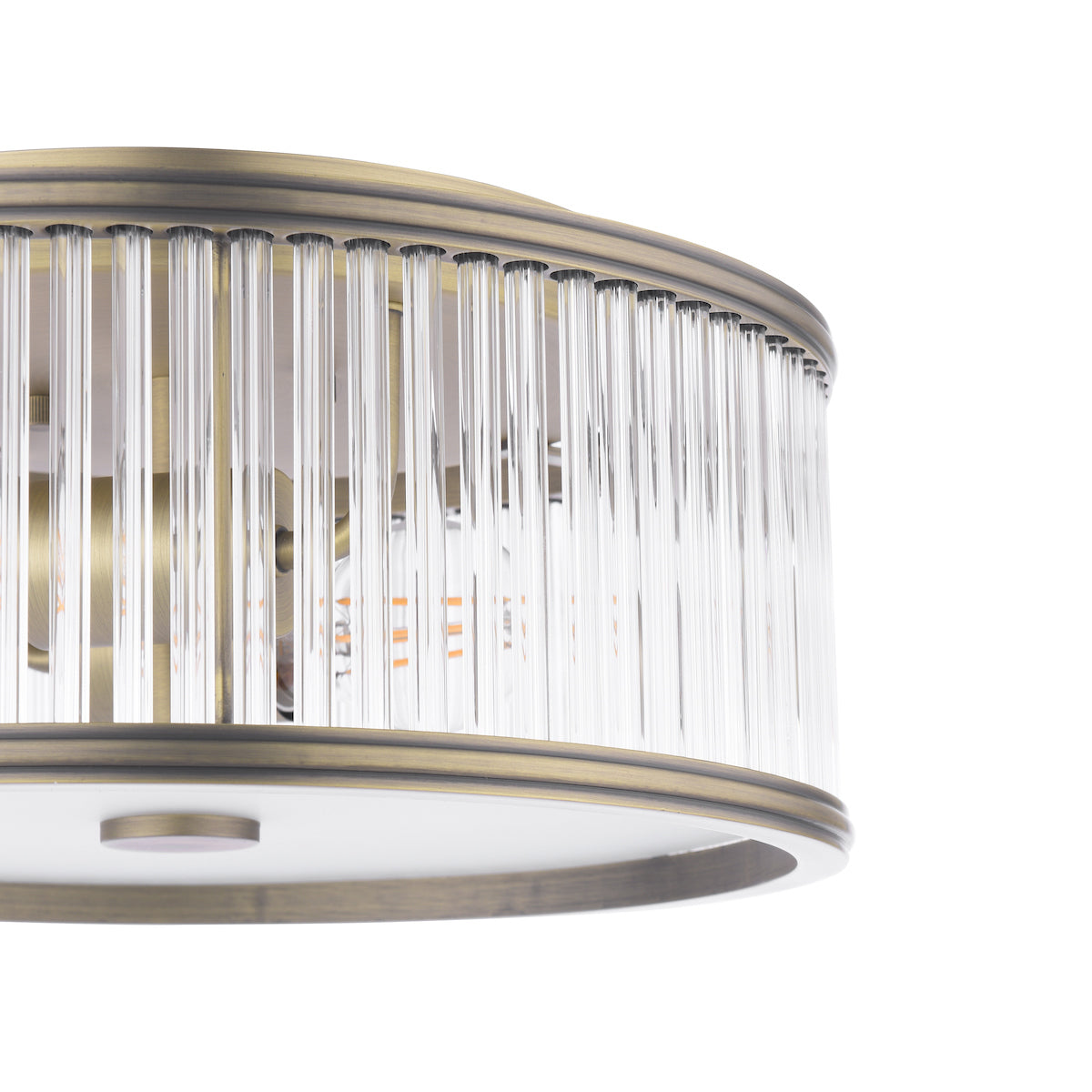 Freyza – Laura Ashley Sutton, 2-flammige Deckenleuchte, mattes Antikmessing und geriffeltes Glas