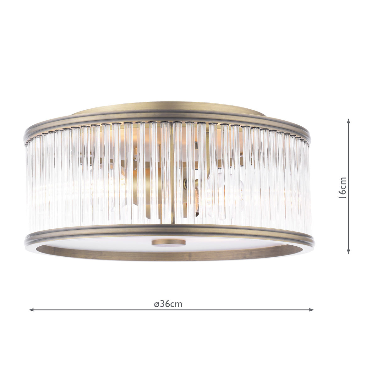 Freyza – Laura Ashley Sutton, 2-flammige Deckenleuchte, mattes Antikmessing und geriffeltes Glas