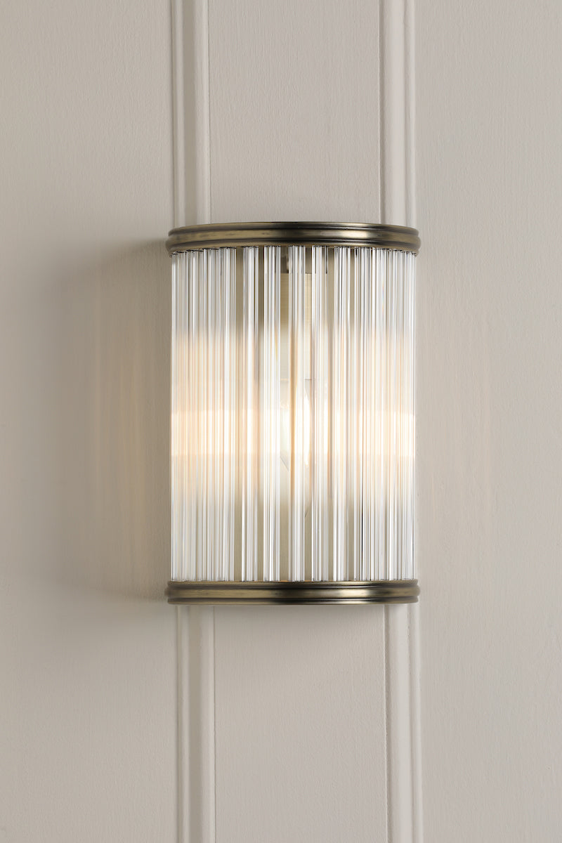 Freyza - Laura Ashley Sutton Wall Light Matt Antique Brass and Ribbed Glass