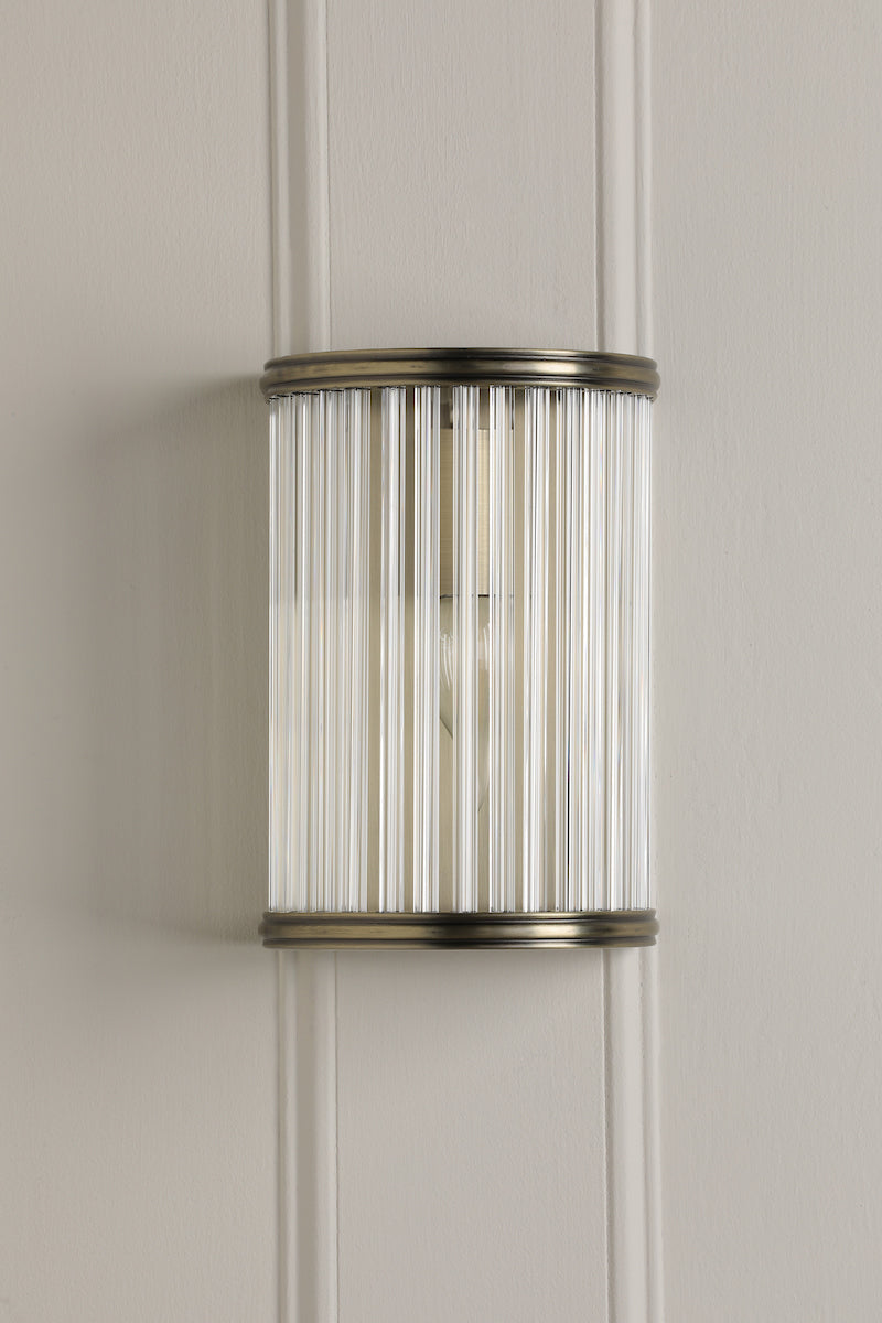 Freyza - Laura Ashley Sutton Wall Light Matt Antique Brass and Ribbed Glass