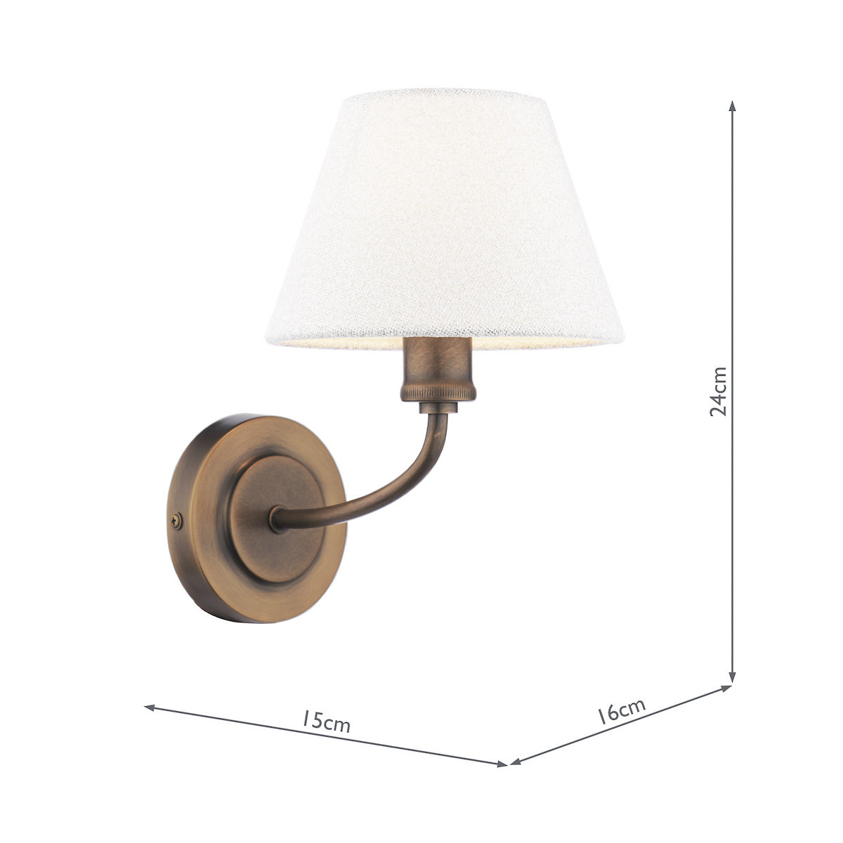 BronzeElegance | Classic Antique Wall Light with Fabric Shade 7