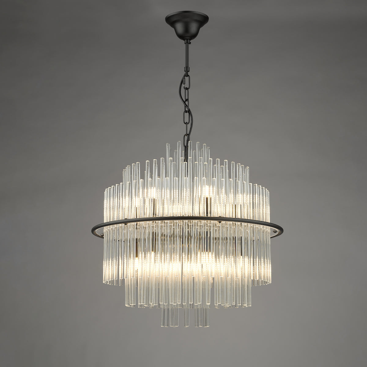 Freyza - Lustre suspendu Dar Lukas noir satiné
