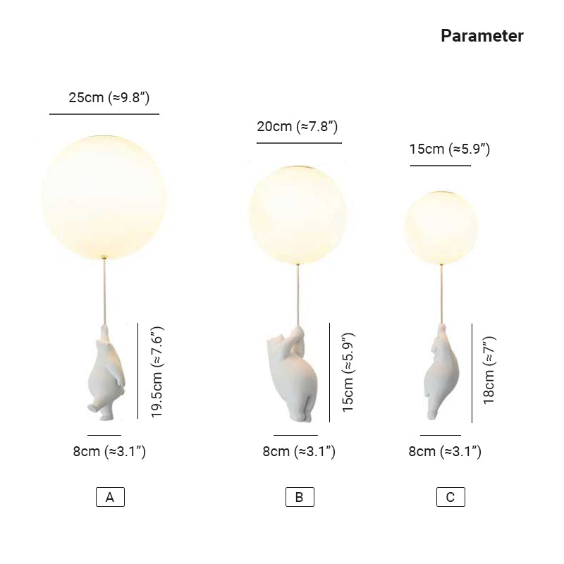 Freyza | Plafonnier à montage affleurant en forme d’ours avec ballon – chambre, couloir, cuisine