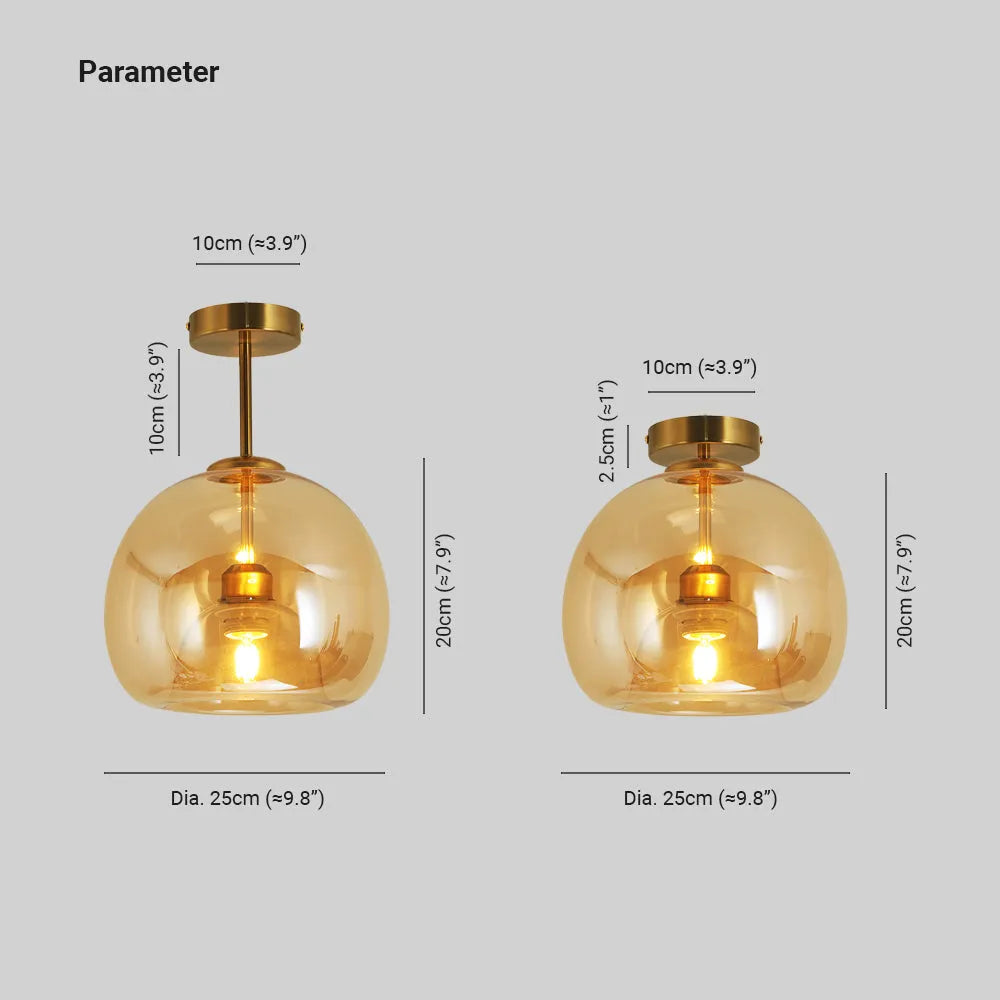 Freyza | Plafonnier semi-encastré en verre Rhea – chambre, couloir, cuisine