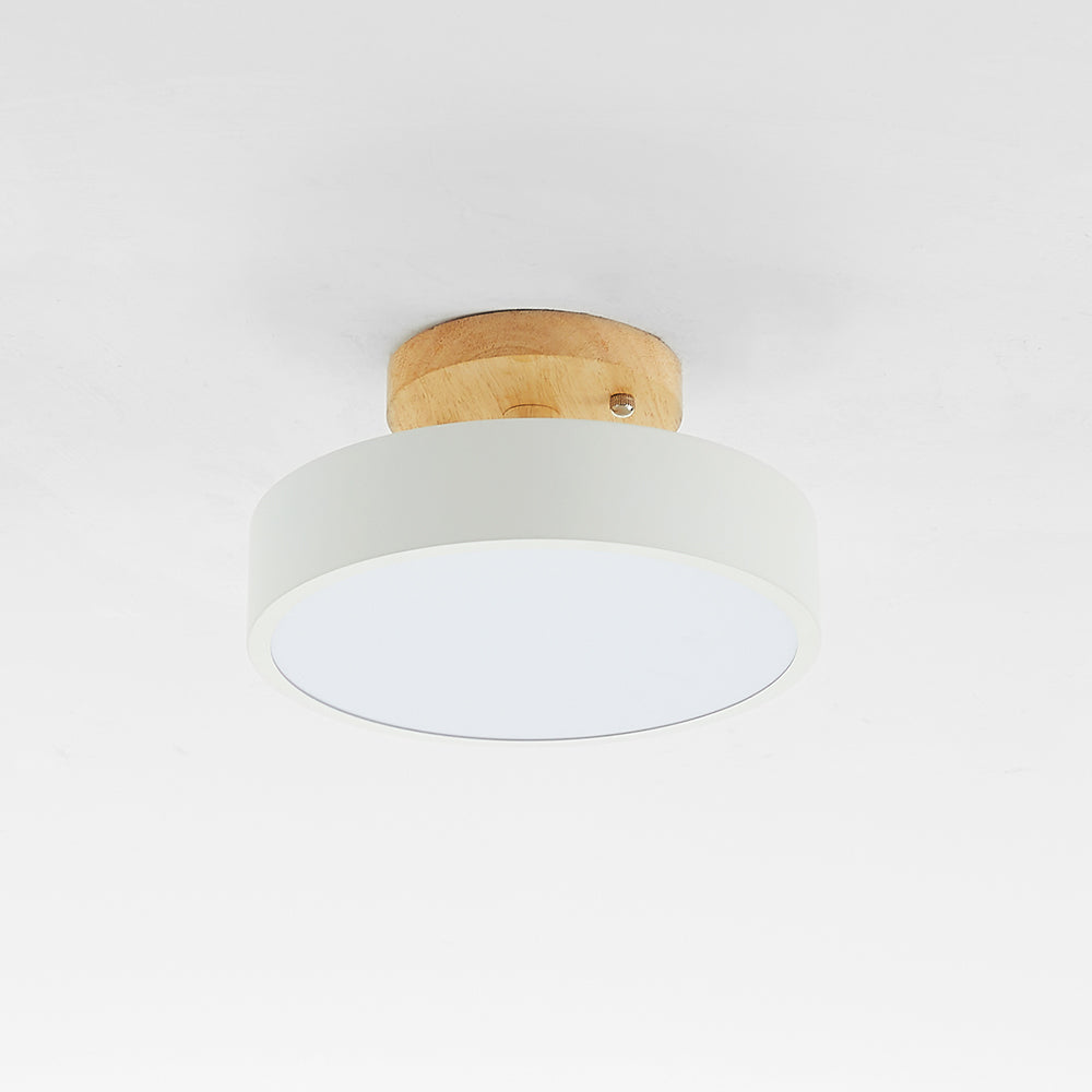 Freyza | Orya Round LED Wood Flush Mount Ceiling Light – Modern Bedroom Hallway Kitchen