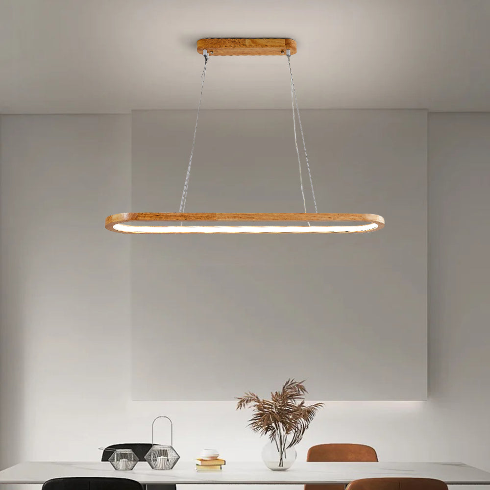 Freyza | Veon Contemporary Oval Wood Pendant Light – Contemporary Kitchen Dining Room