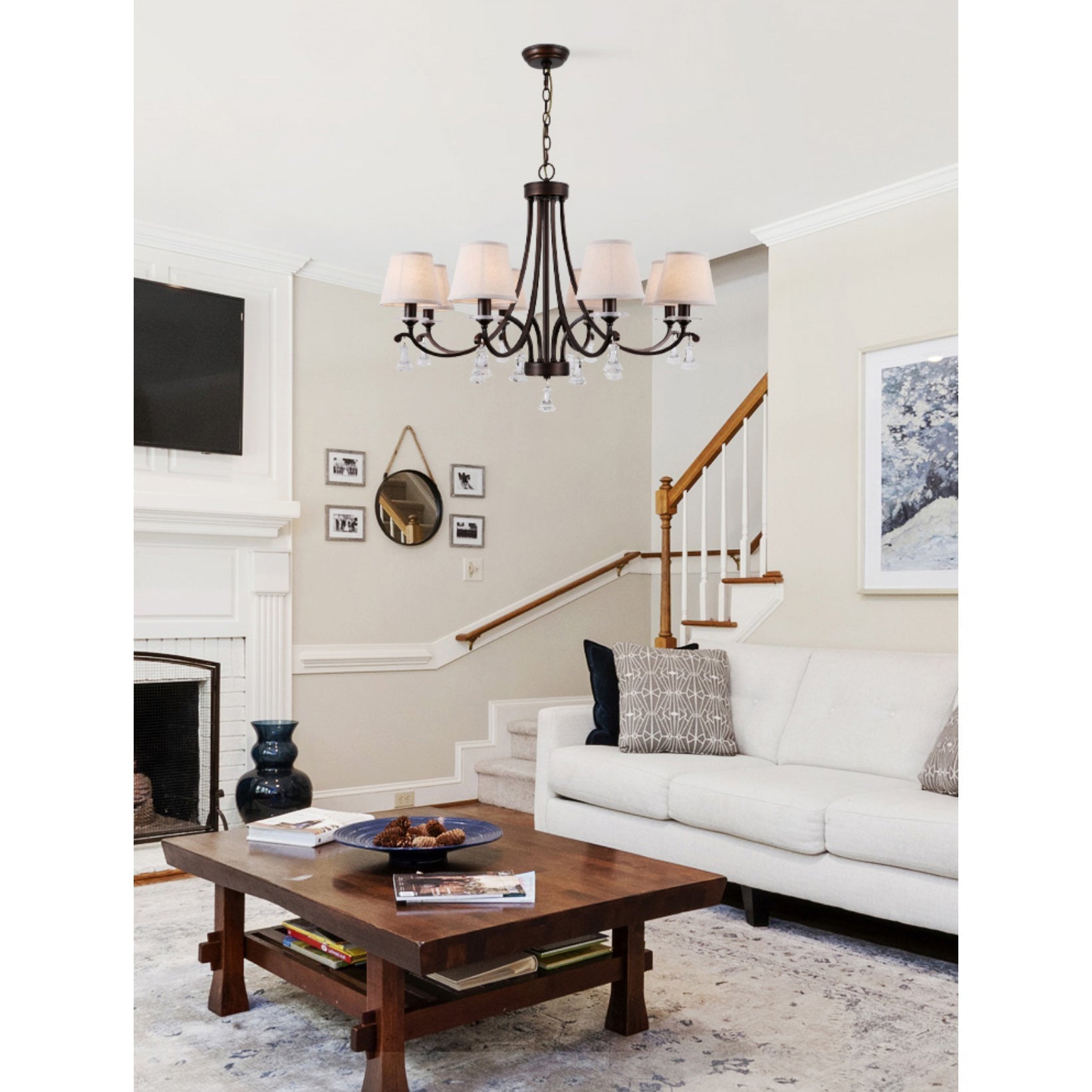 Freyza | Lyvenisra Vintage Industrial Brass Fabric Chandelier – Industrial Dining Room Living Room