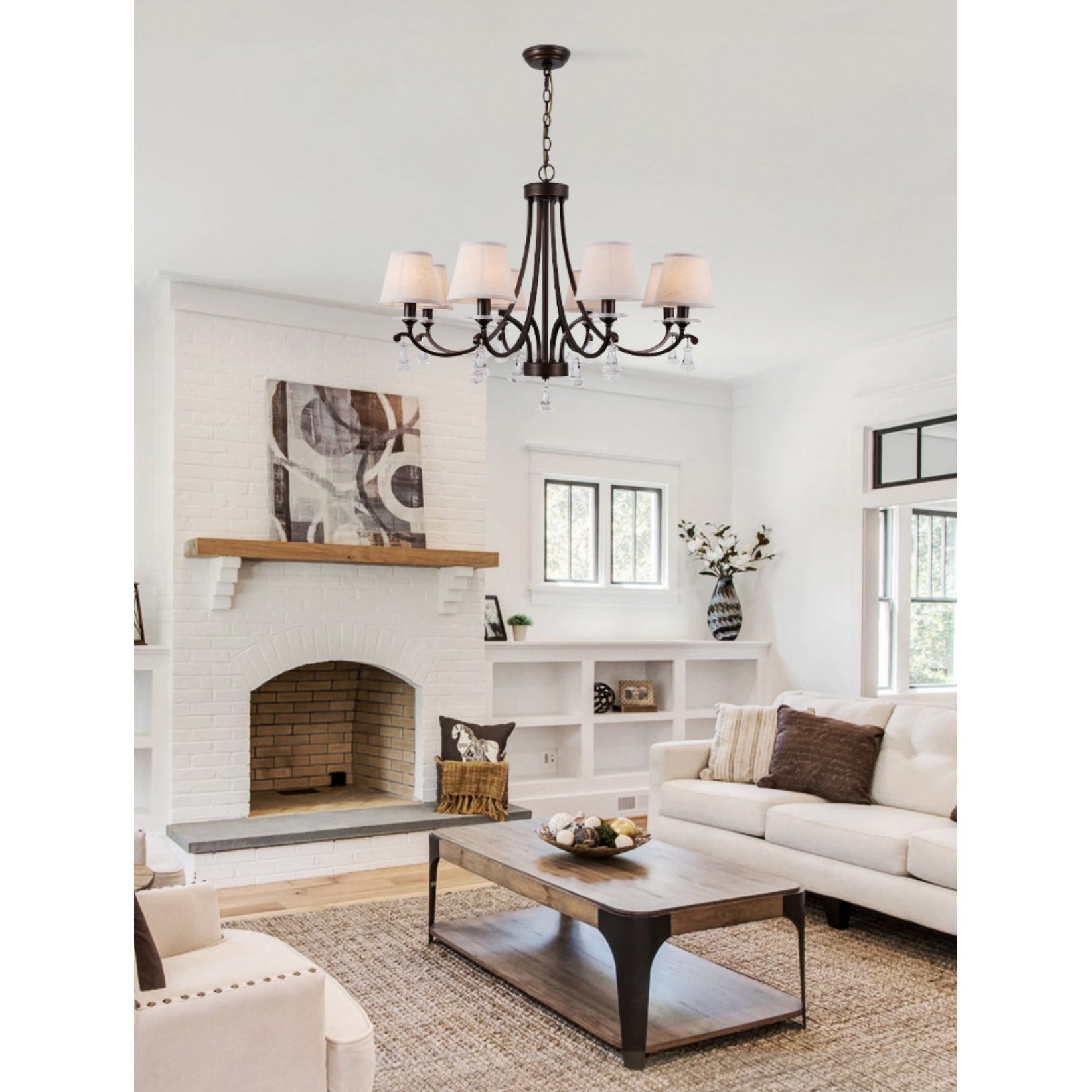 Freyza | Lyvenisra Vintage Industrial Brass Fabric Chandelier – Industrial Dining Room Living Room