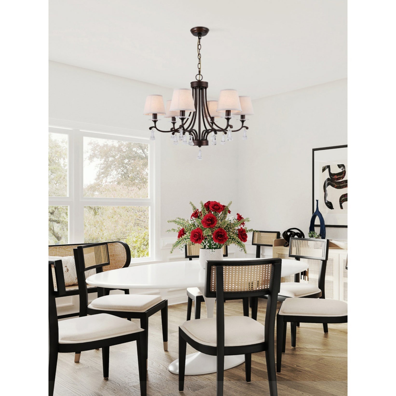 Freyza | Lyvenisra Vintage Industrial Brass Fabric Chandelier – Industrial Dining Room Living Room