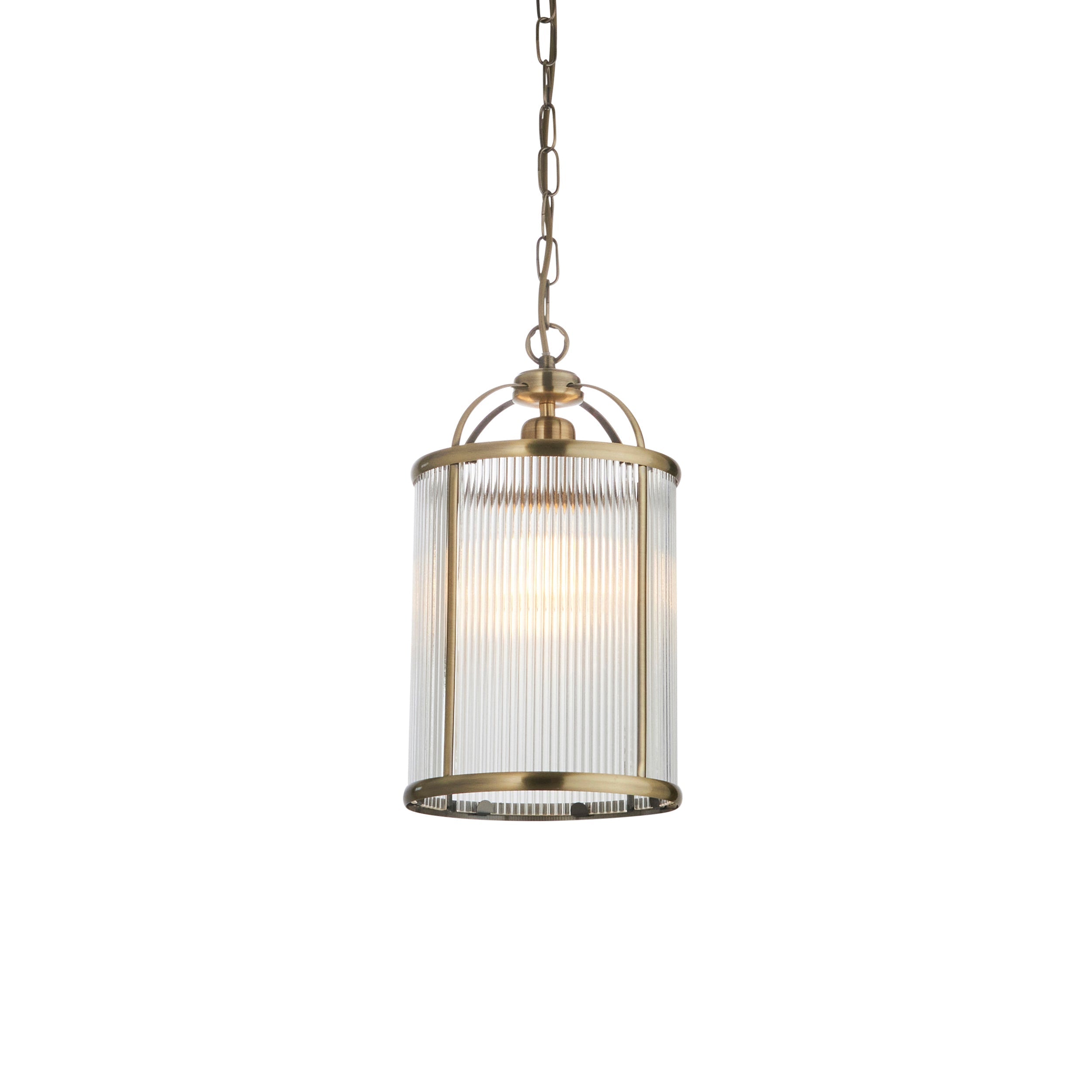 Lambeth | Ribbed Single Lantern with Height-Adjustable Cable | Antique Brass for Elegant Illumination 1