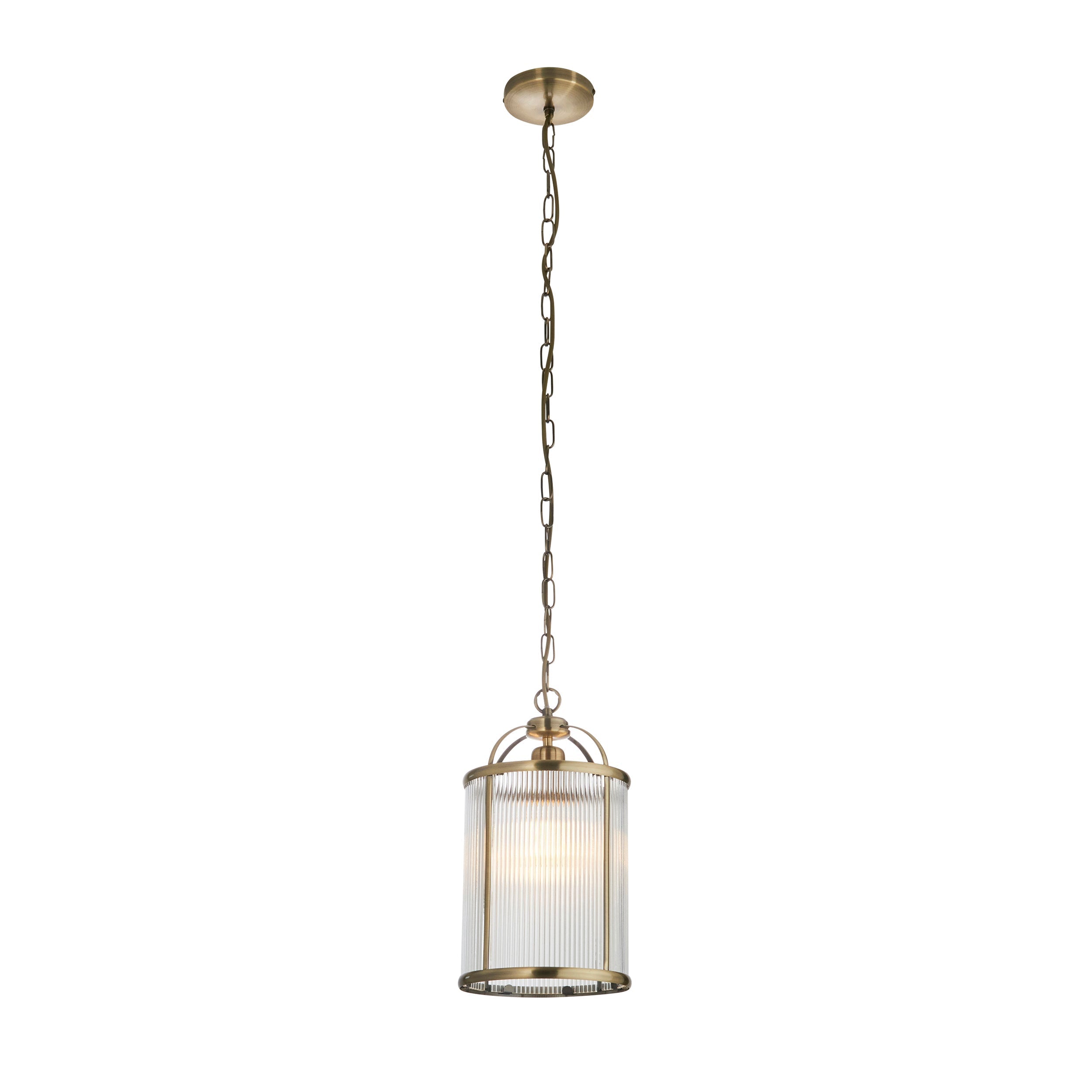 Lambeth | Ribbed Single Lantern with Height-Adjustable Cable | Antique Brass for Elegant Illumination 6