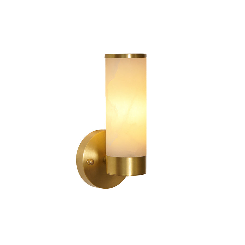 Freyza | Olvynis Brass Alabaster Brass Wall Light – Bedroom Hallway