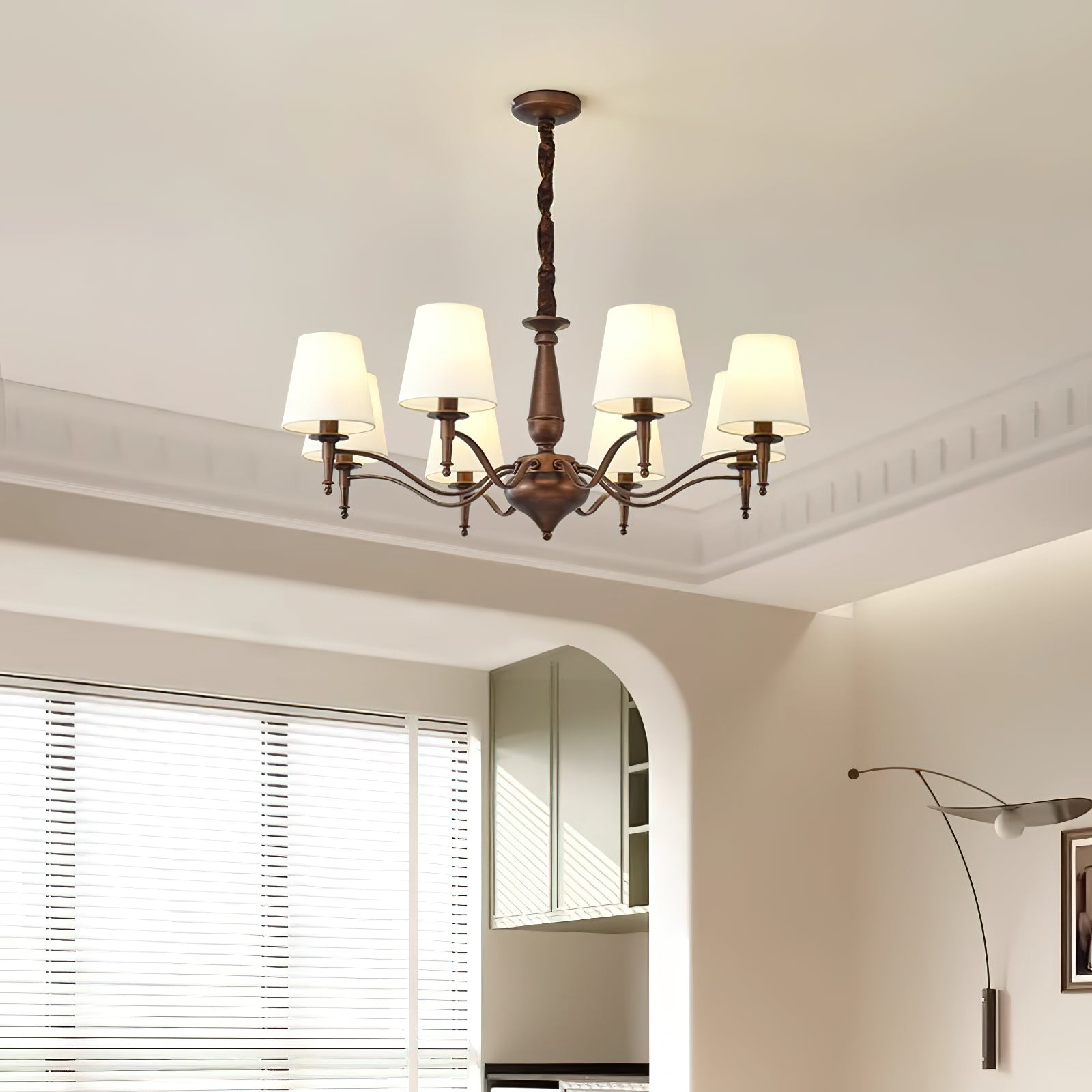 Freyza | Zosolia Vintage Brass Brass Fabric Chandelier – Vintage Dining Room Living Room