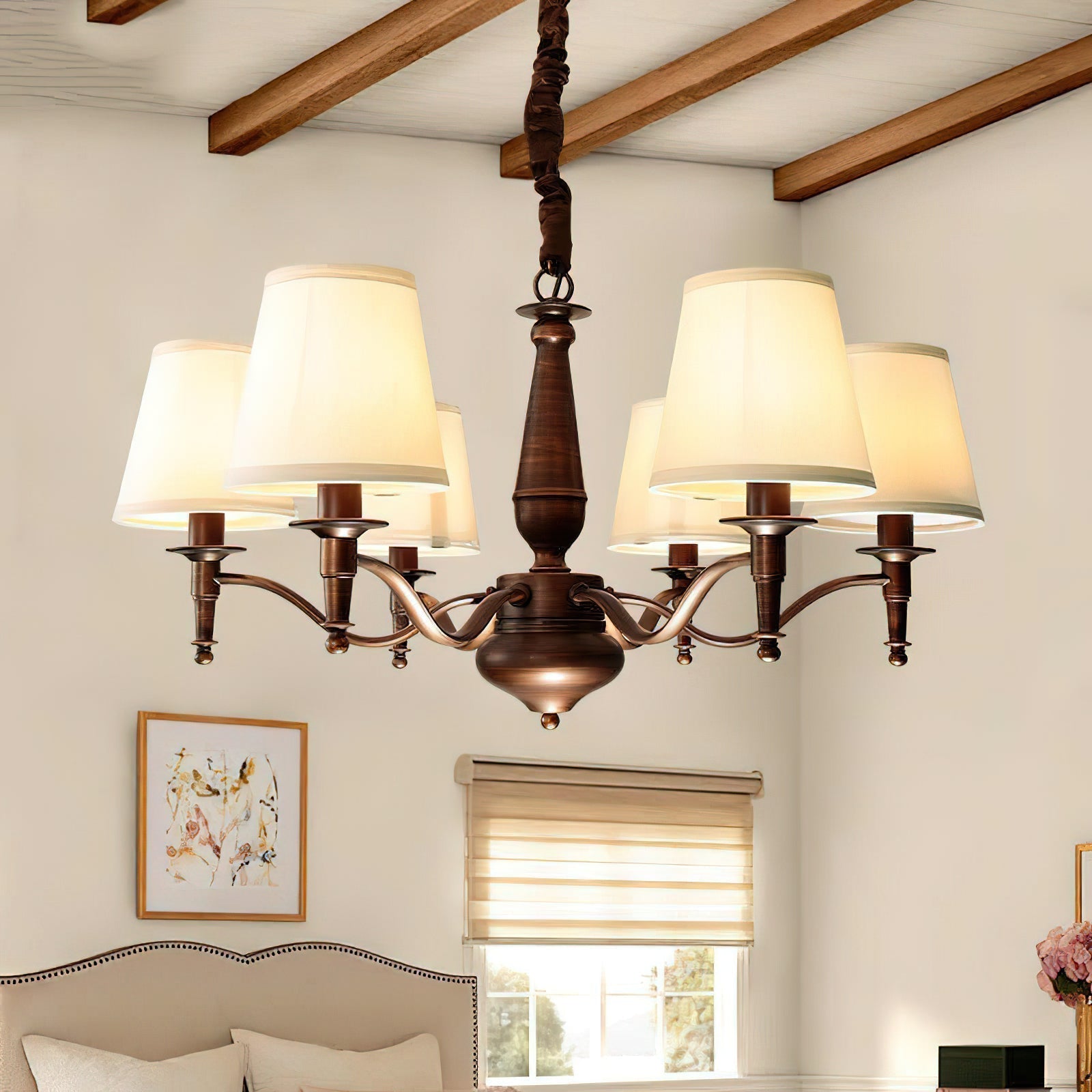 Freyza | Zosolia Vintage Brass Brass Fabric Chandelier – Vintage Dining Room Living Room