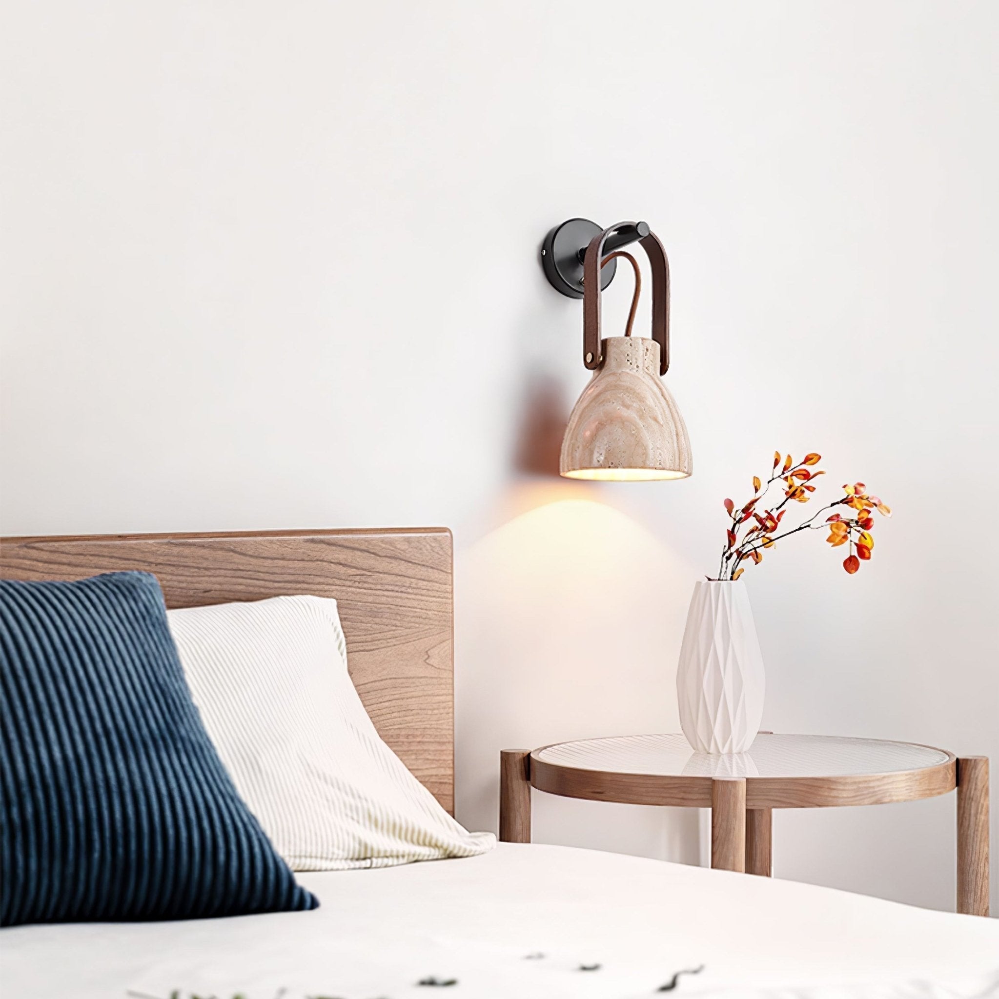Freyza | Applique murale lanterne en travertin – chambre, couloir