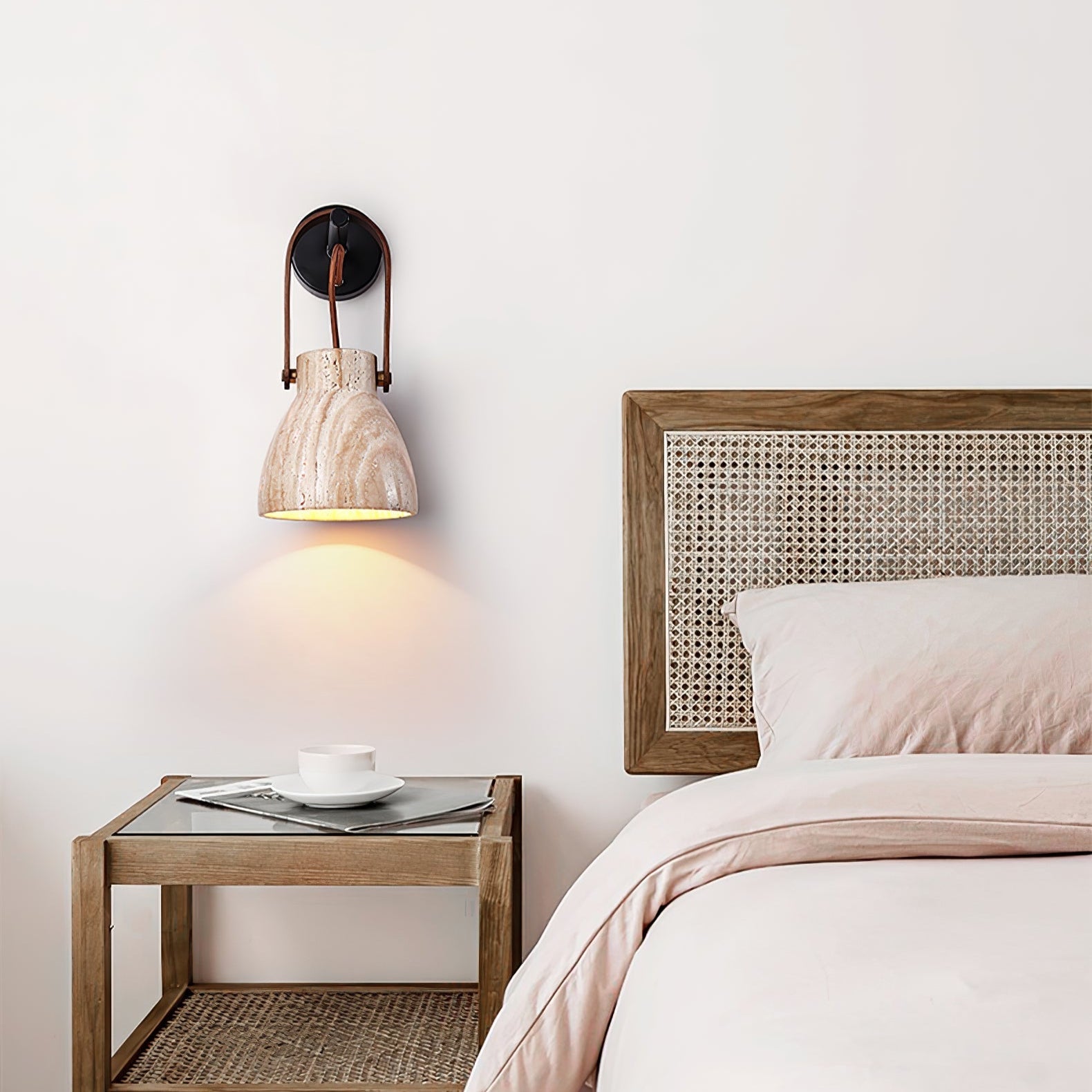 Freyza | Applique murale lanterne en travertin – chambre, couloir