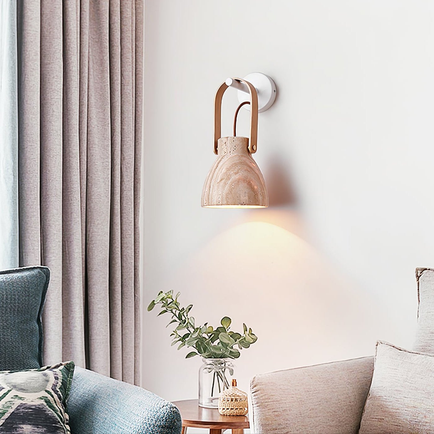 Freyza | Applique murale lanterne en travertin – chambre, couloir