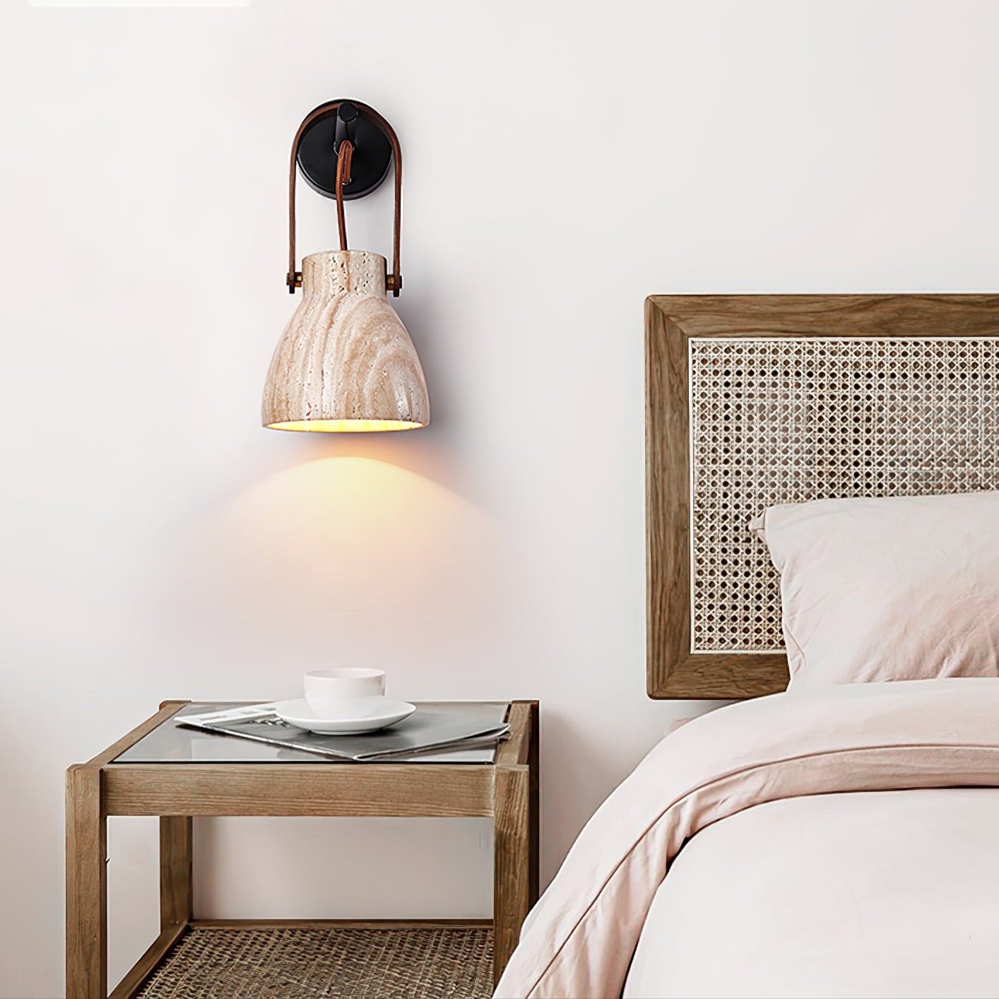 Freyza | Applique murale lanterne en travertin – chambre, couloir