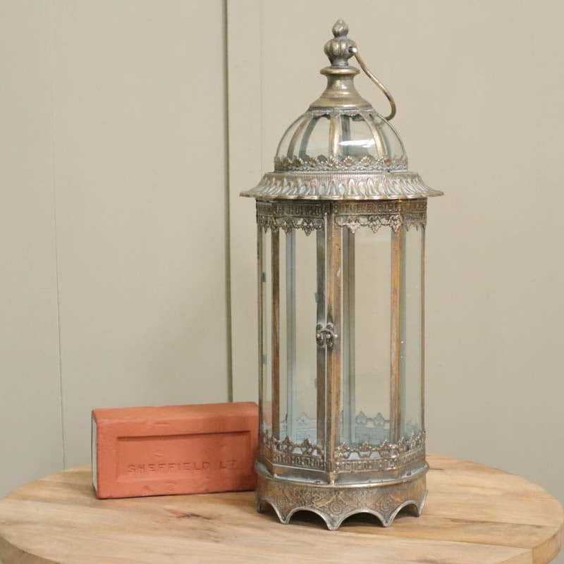 Freyza - Glass and Metal Top Lantern - Large