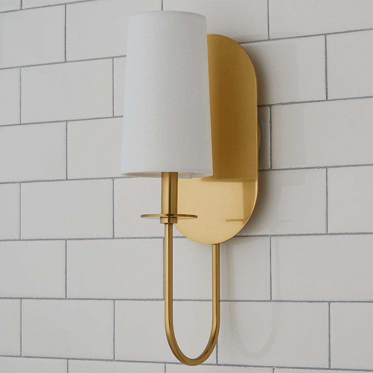Freyza | Voloraris Elegance Brass Brass Fabric Wall Light – Bedroom Hallway