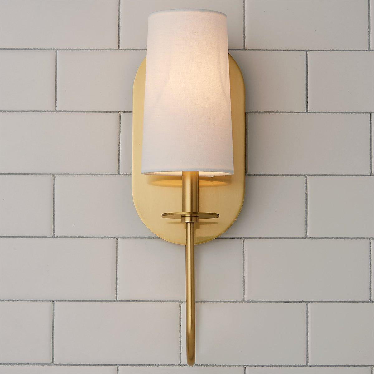 Freyza | Voloraris Elegance Brass Brass Fabric Wall Light – Bedroom Hallway
