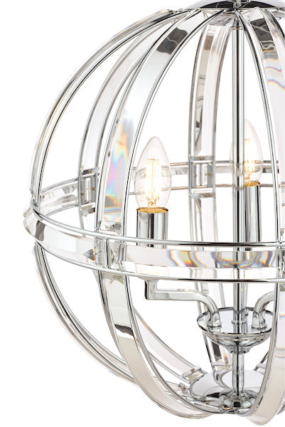 Freyza - Laura Ashley Aidan Glass & Polished Chrome 3 Light Globe Chandelier
