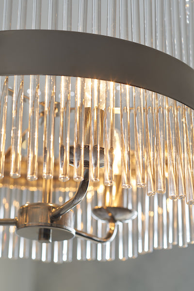 Freyza - Laura Ashley Alexa 5 Light Pendant Polished Nickel & Glass Rods