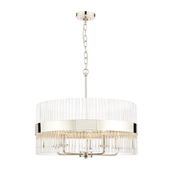 Freyza - Laura Ashley Alexa 5 Light Pendant Polished Nickel & Glass Rods