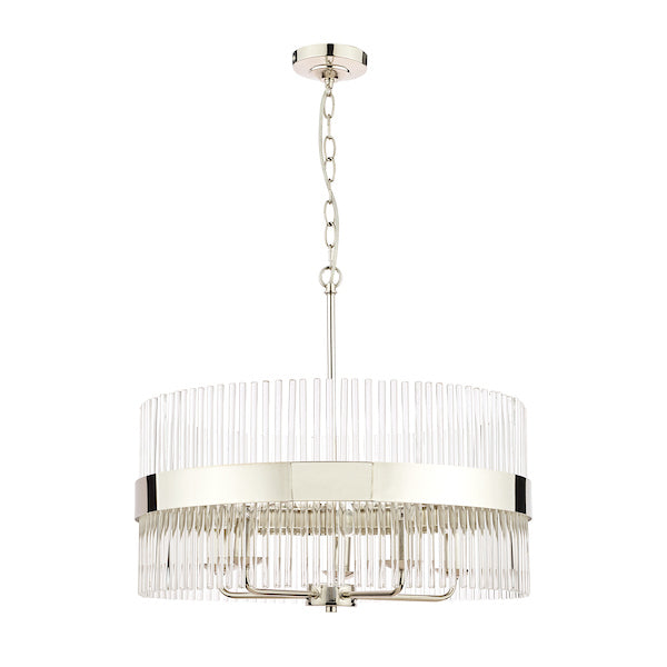 Freyza - Laura Ashley Alexa 5 Light Pendant Polished Nickel & Glass Rods