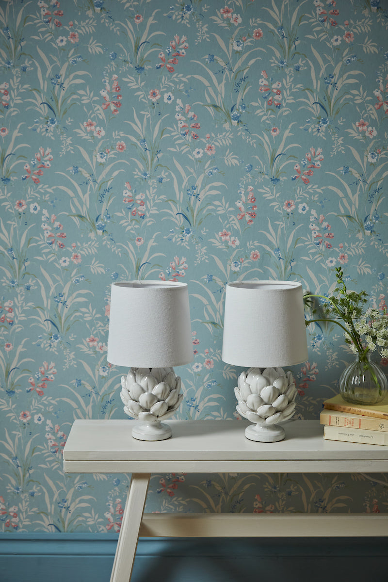 BotanicaLuxe | Elegant White Ceramic Artichoke Table Lamp Set 2