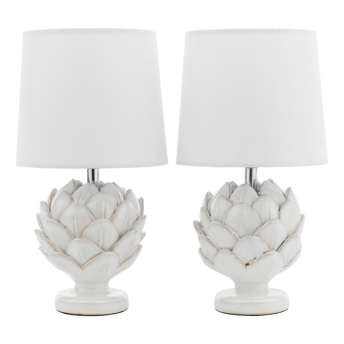 BotanicaLuxe | Elegant White Ceramic Artichoke Table Lamp Set 3
