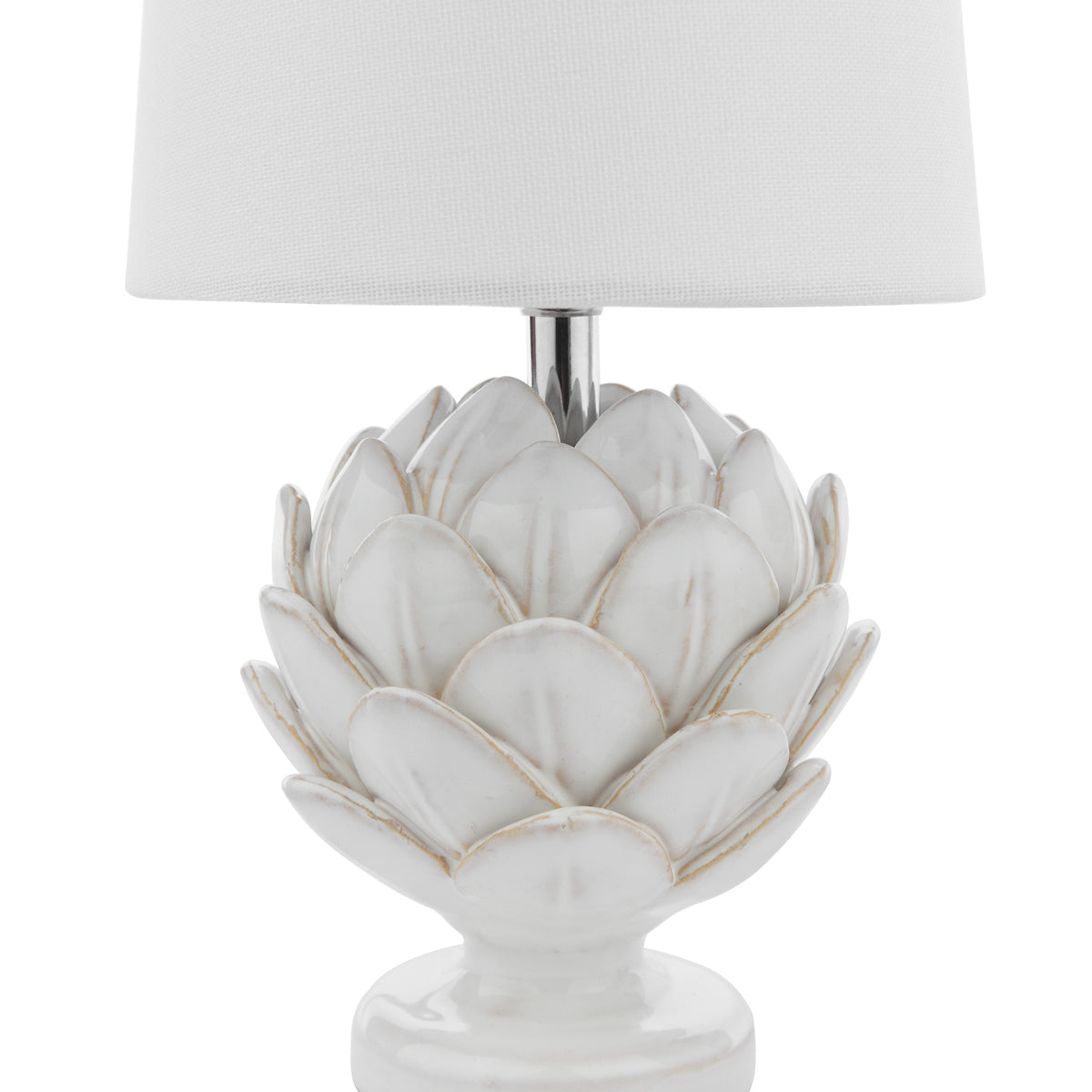 BotanicaLuxe | Elegant White Ceramic Artichoke Table Lamp Set 4