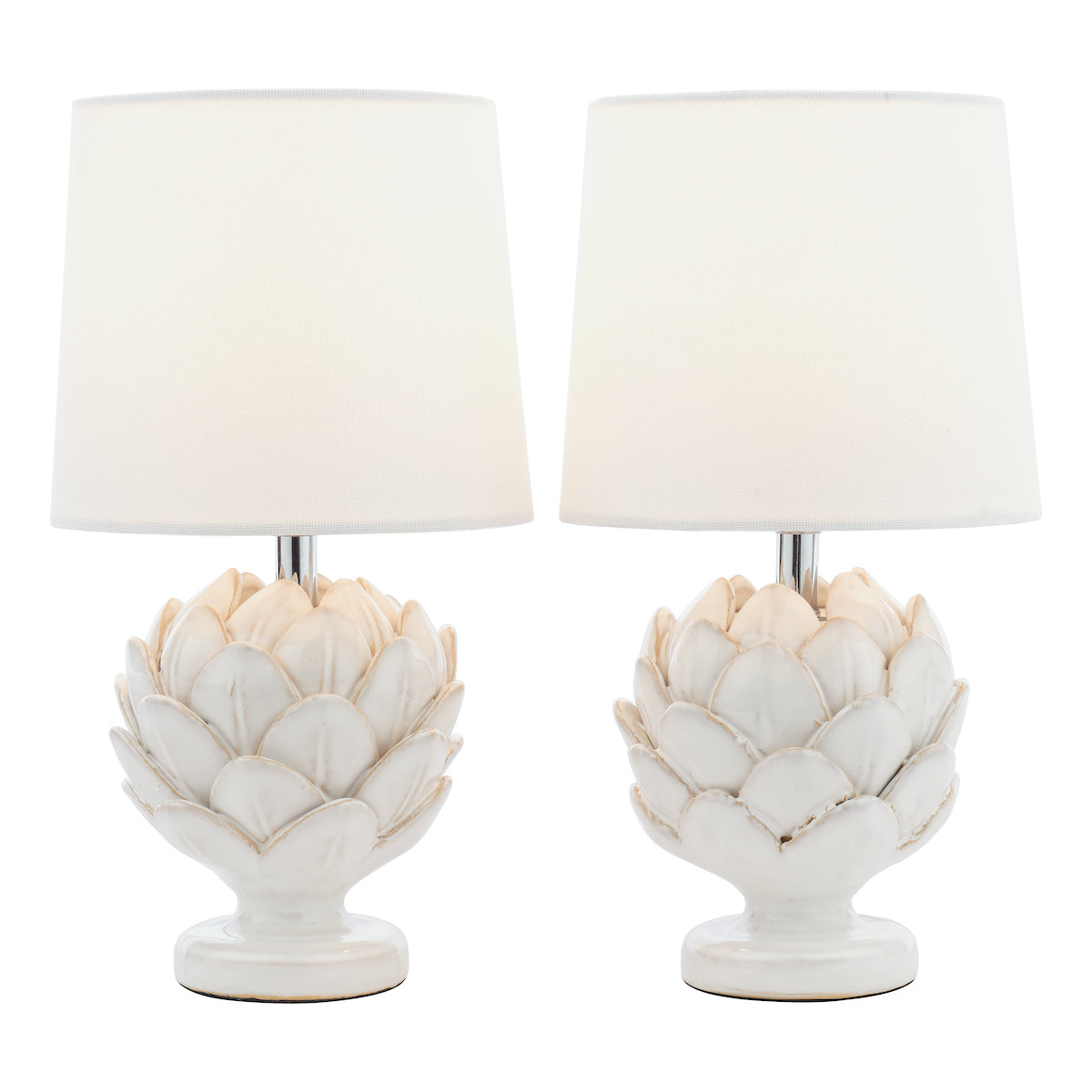 BotanicaLuxe | Elegant White Ceramic Artichoke Table Lamp Set 5