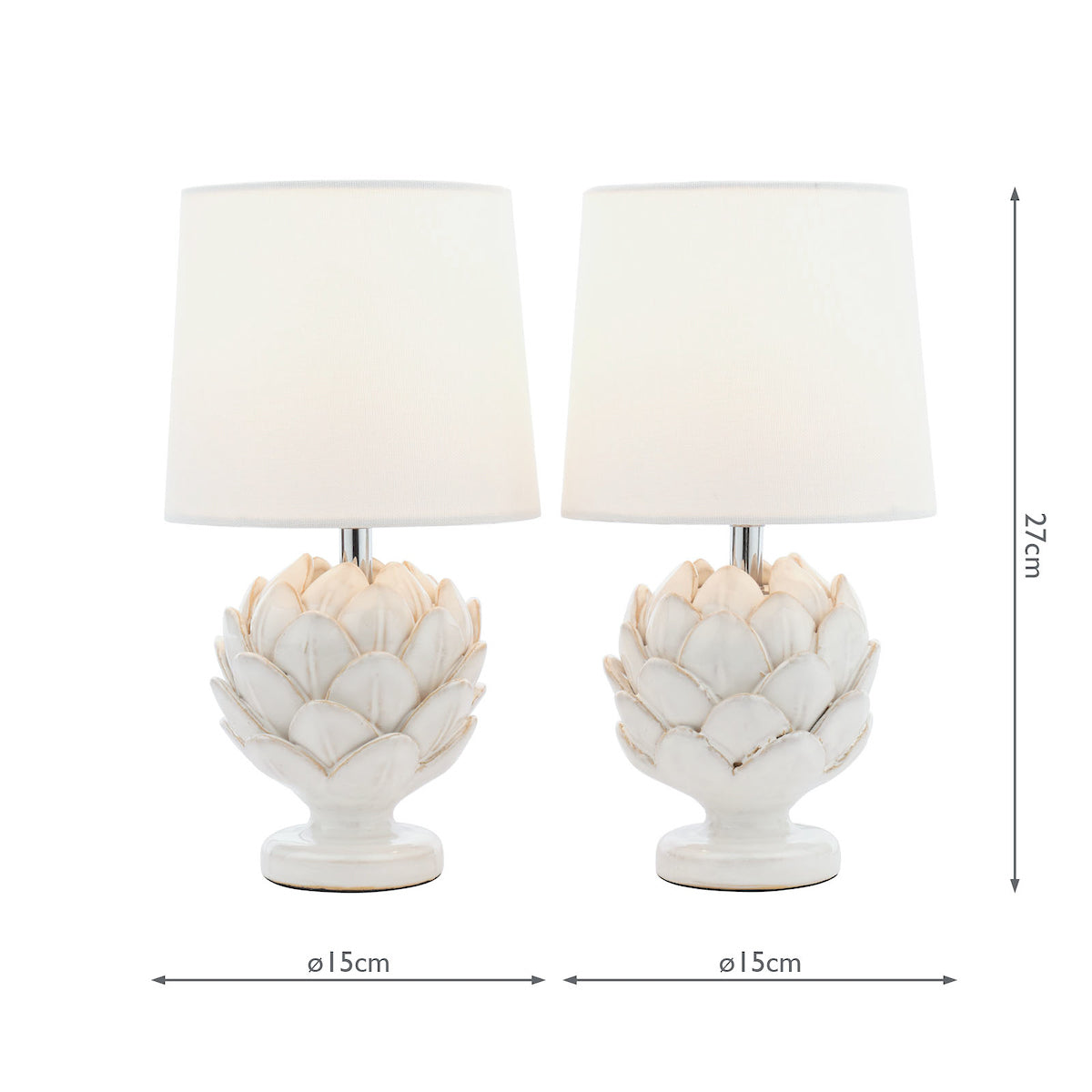 BotanicaLuxe | Elegant White Ceramic Artichoke Table Lamp Set 6