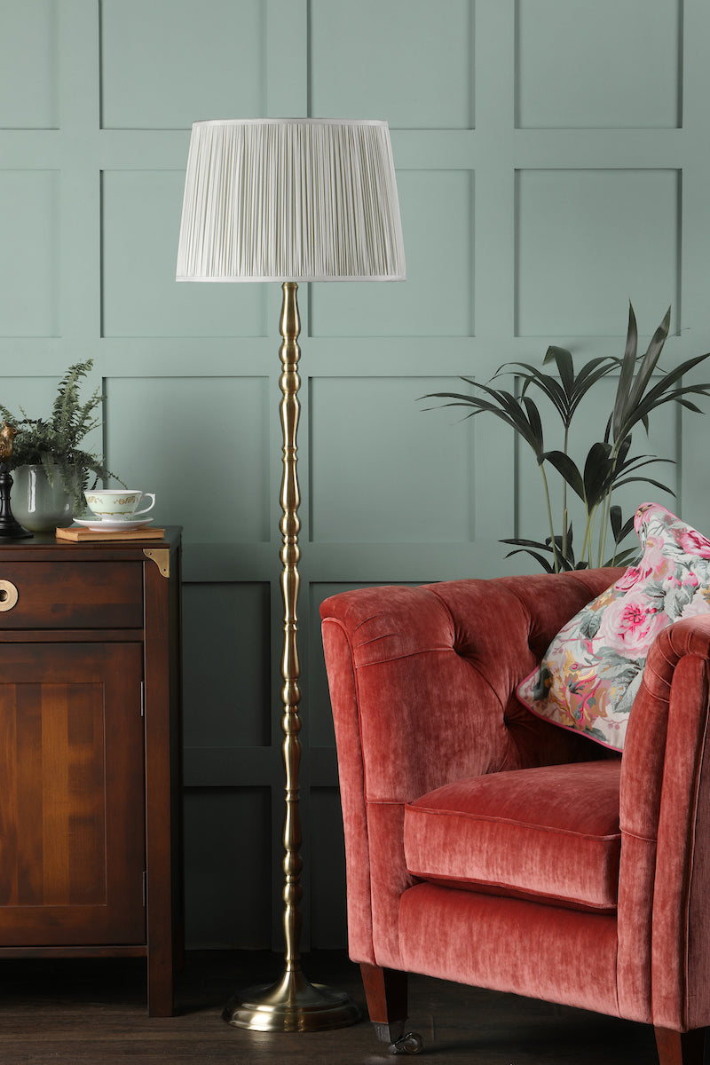 CoreyLamp | Elegant Antique Brass Floor Lamp Base with Custom Shade Option 3