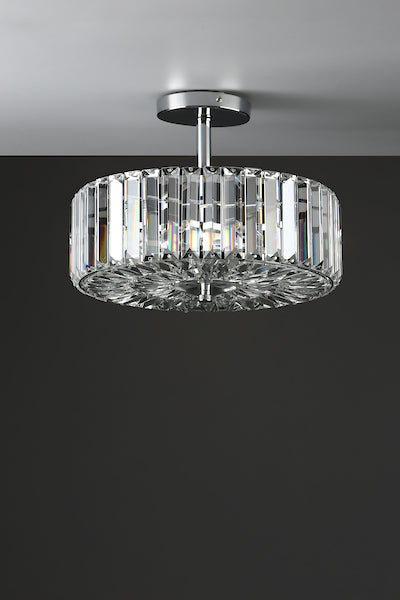Freyza - Laura Ashley Fernhurst 3 Light Semi-Flush Crystal and Polished Chrome