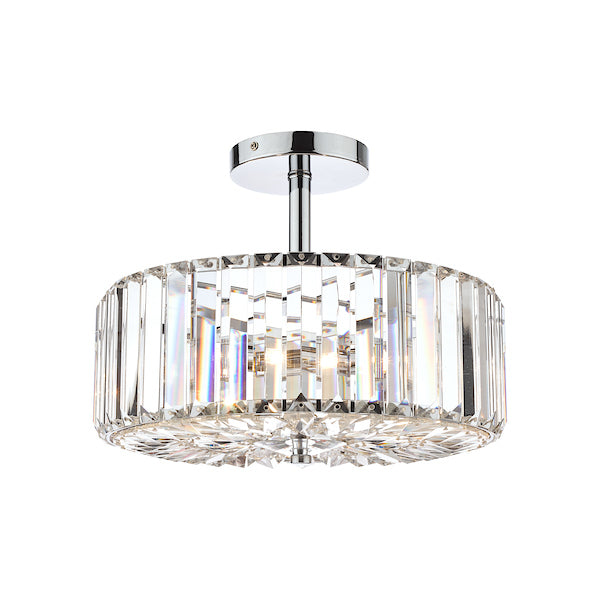 Freyza - Laura Ashley Fernhurst 3 Light Semi-Flush Crystal and Polished Chrome