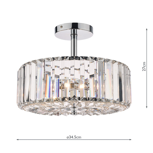 Freyza - Laura Ashley Fernhurst 3 Light Semi-Flush Crystal and Polished Chrome