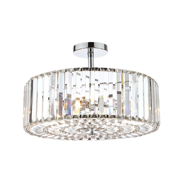 Freyza - Laura Ashley Fernhurst 4 Light Semi Flush Crystal and Polished Chrome