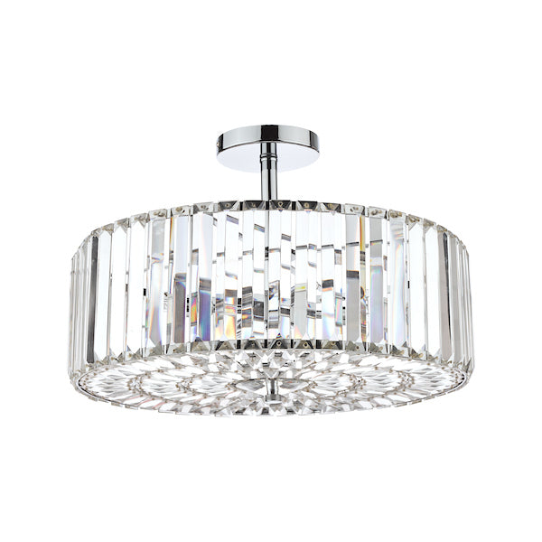 Freyza - Laura Ashley Fernhurst 4 Light Semi Flush Crystal and Polished Chrome