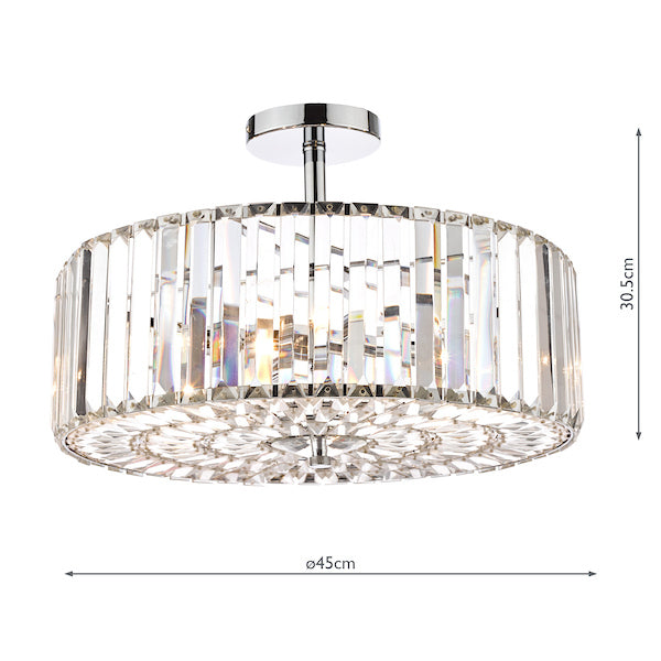 Freyza - Laura Ashley Fernhurst 4 Light Semi Flush Crystal and Polished Chrome